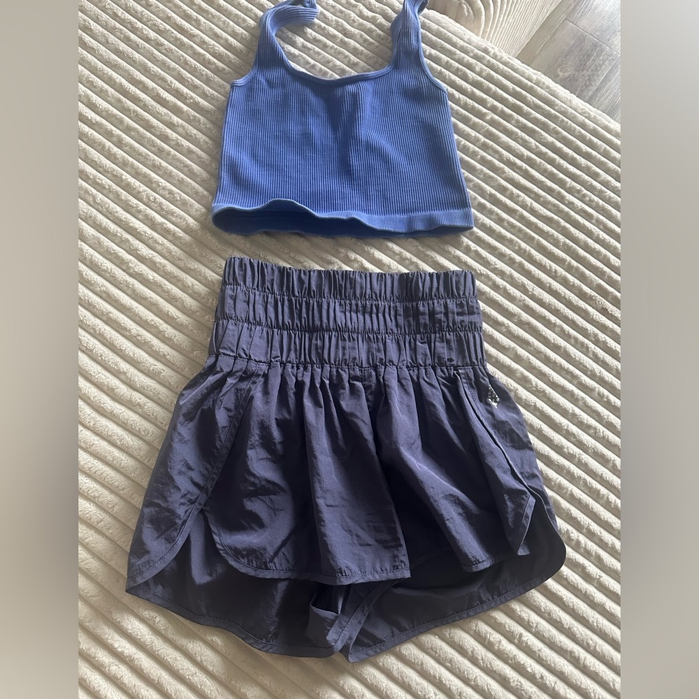 SET* Free People Set of The Way Home Shorts + Top in Deep sea -XS